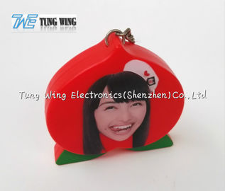 OEM Funny Red Peach Shaped Musical Keyring , Custom Talking Keychain